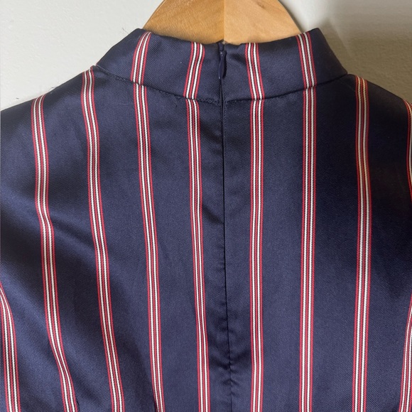 NWT Sandro Respect Navy/White/Red Striped Puff-Sleeve Women’s Mini Dress 40/8 - Picture 9 of 13